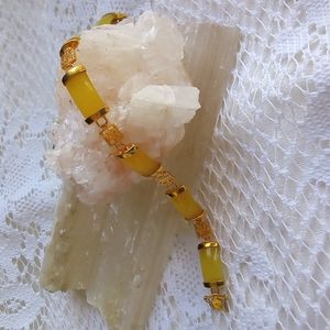 18K GP Yellow Jadeite/Jade Bracelet New